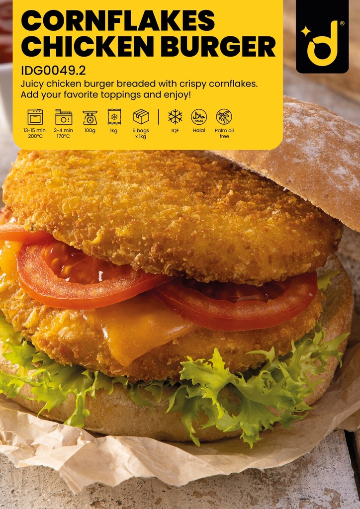 BURGER POLLO CORNFLAKES 100GR IDG